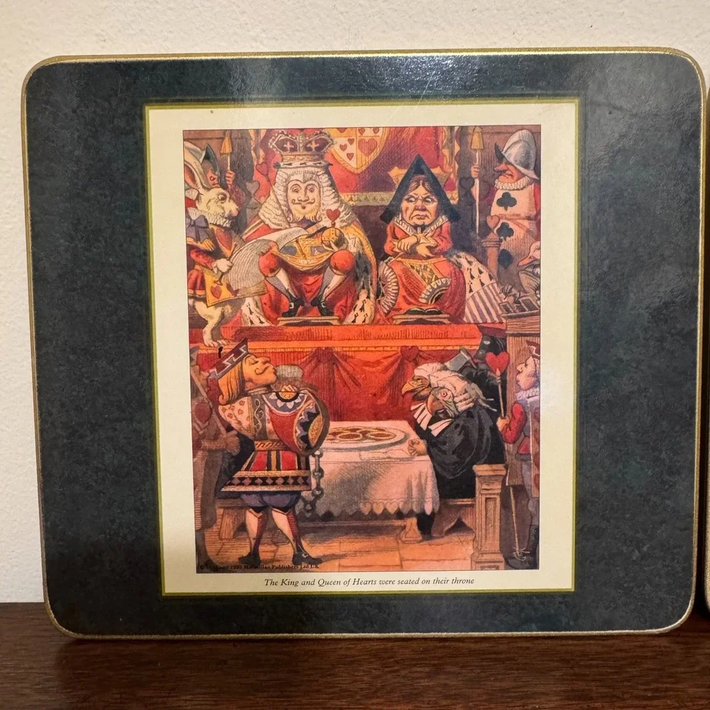 Vintage Alice in Wonderland Placement Set 3 Cloverleaf MacMillan 1993  8.5x7.5